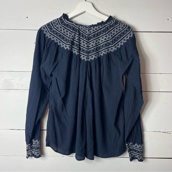 Madewell Navy Smock Neck Flowy Blouse Size XS - Picture 5 of 8
